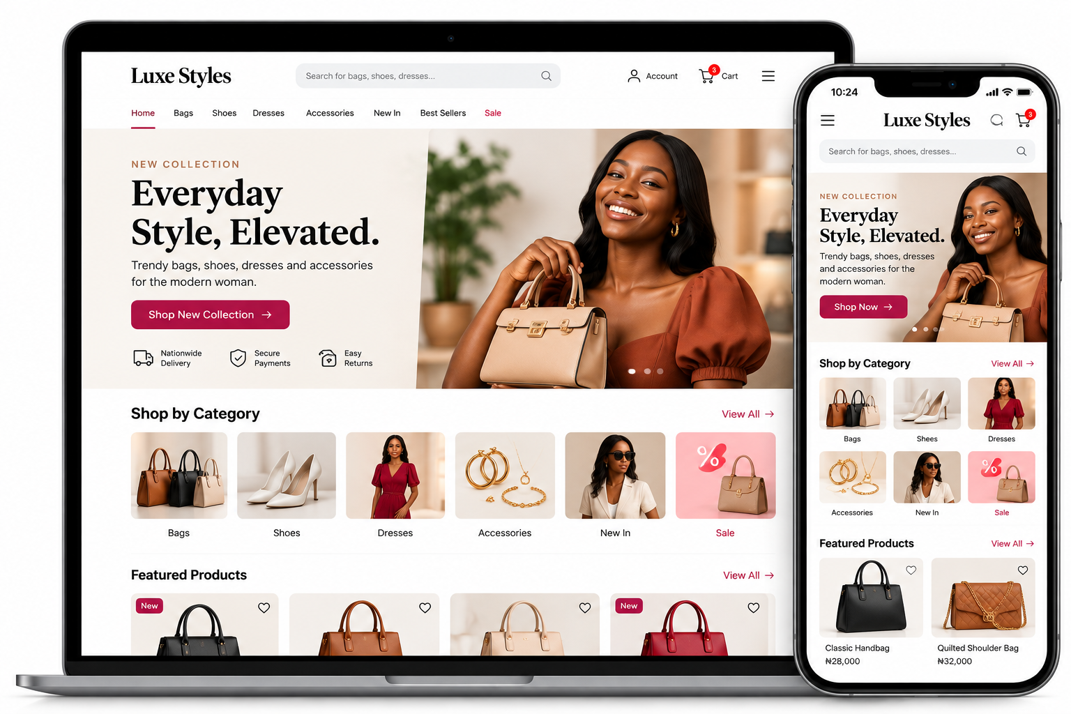 StoreFront ecommerce website shown on desktop and mobile