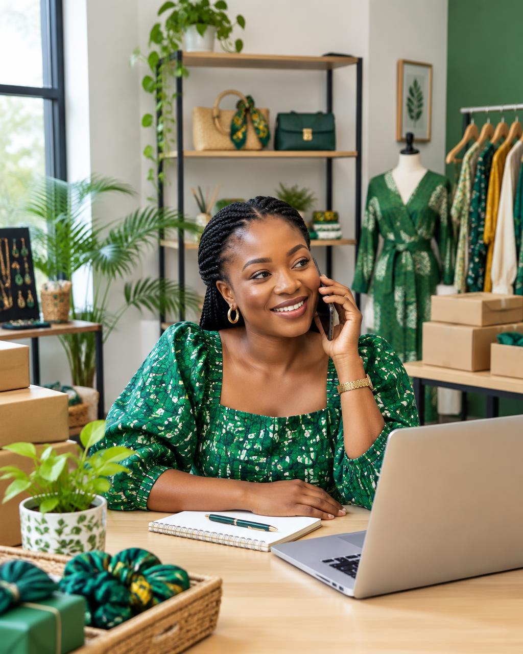 Nigerian business owner speaking with customer support